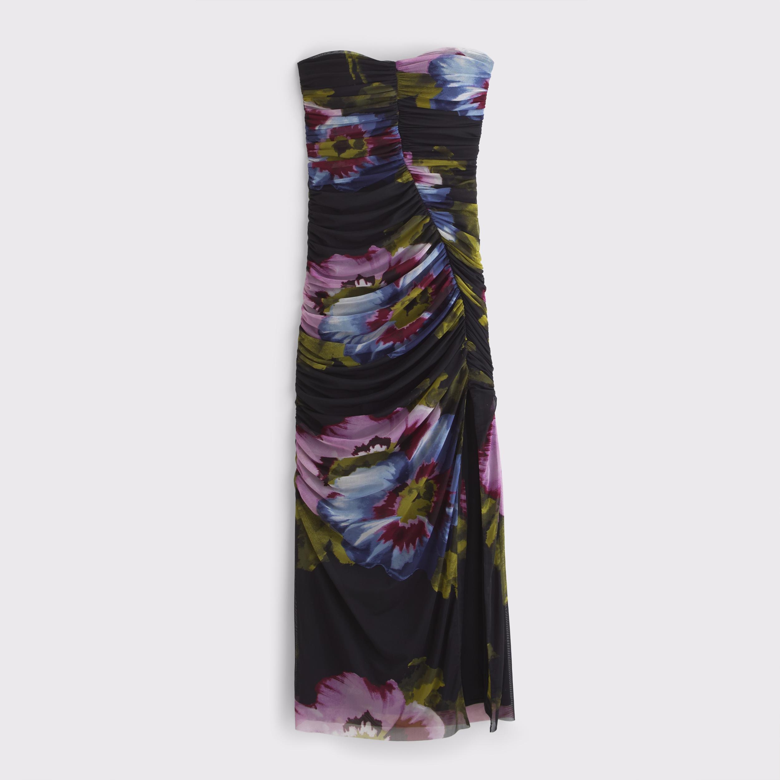 Mesh Strapless Ruched Maxi Dress Product Image