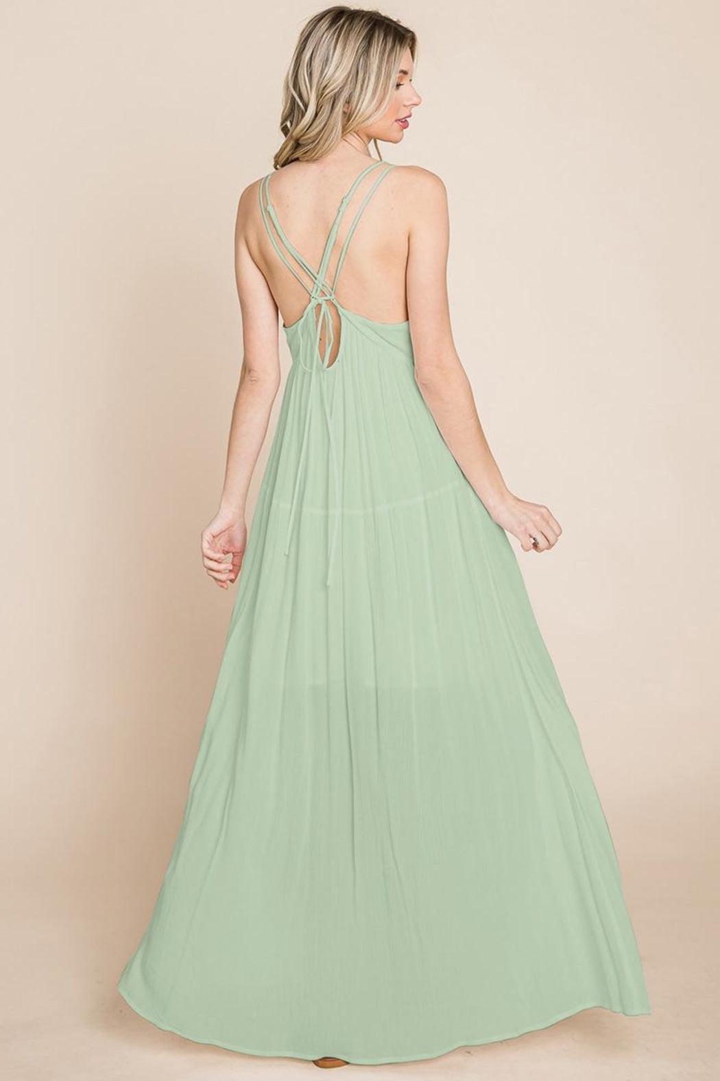 Beach Maxi Bridesmaid Dress With Criss Cross Back Product Image