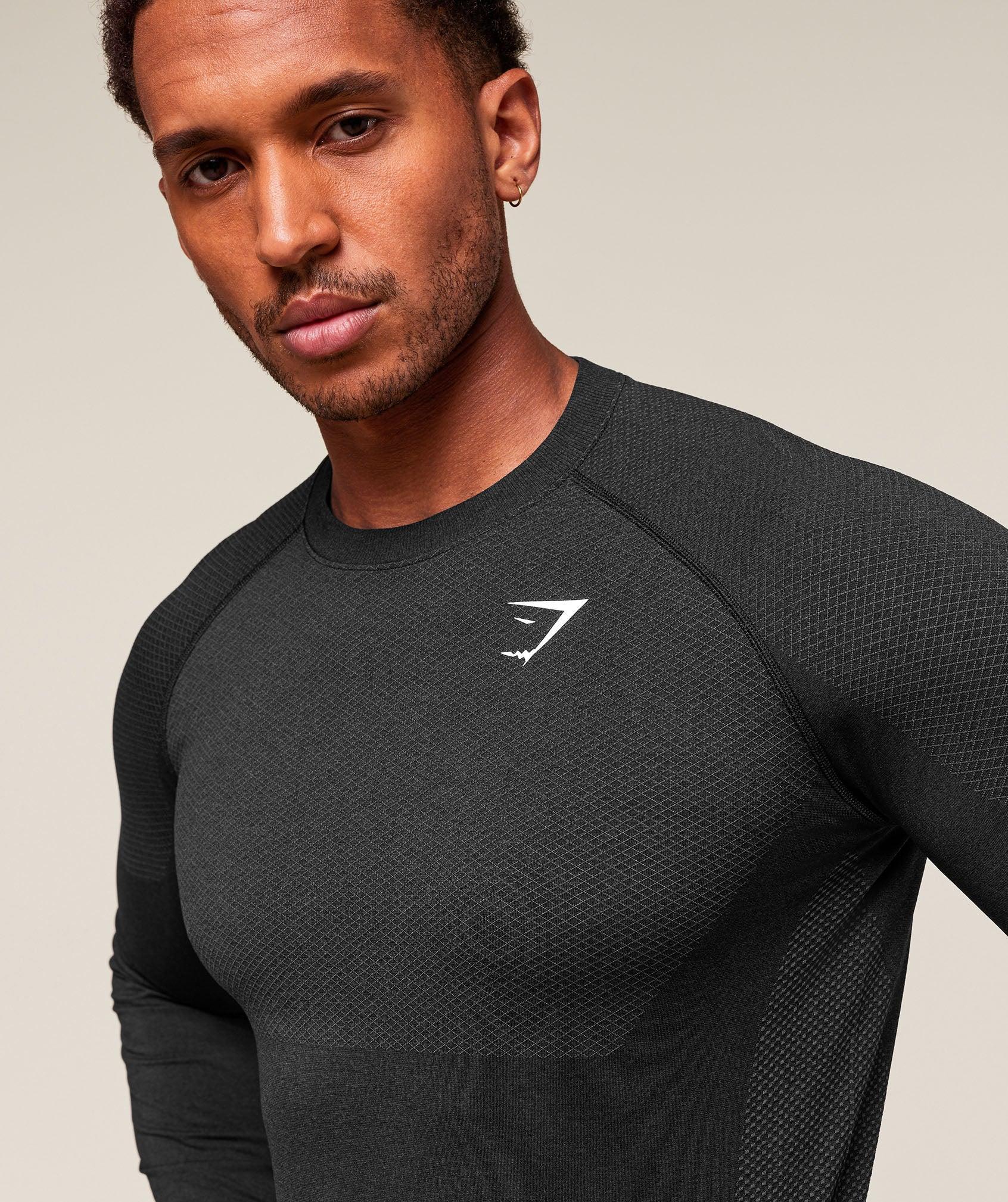 Gymshark Vital Long Sleeve T-Shirt - Black/Silhouette Grey Male Product Image