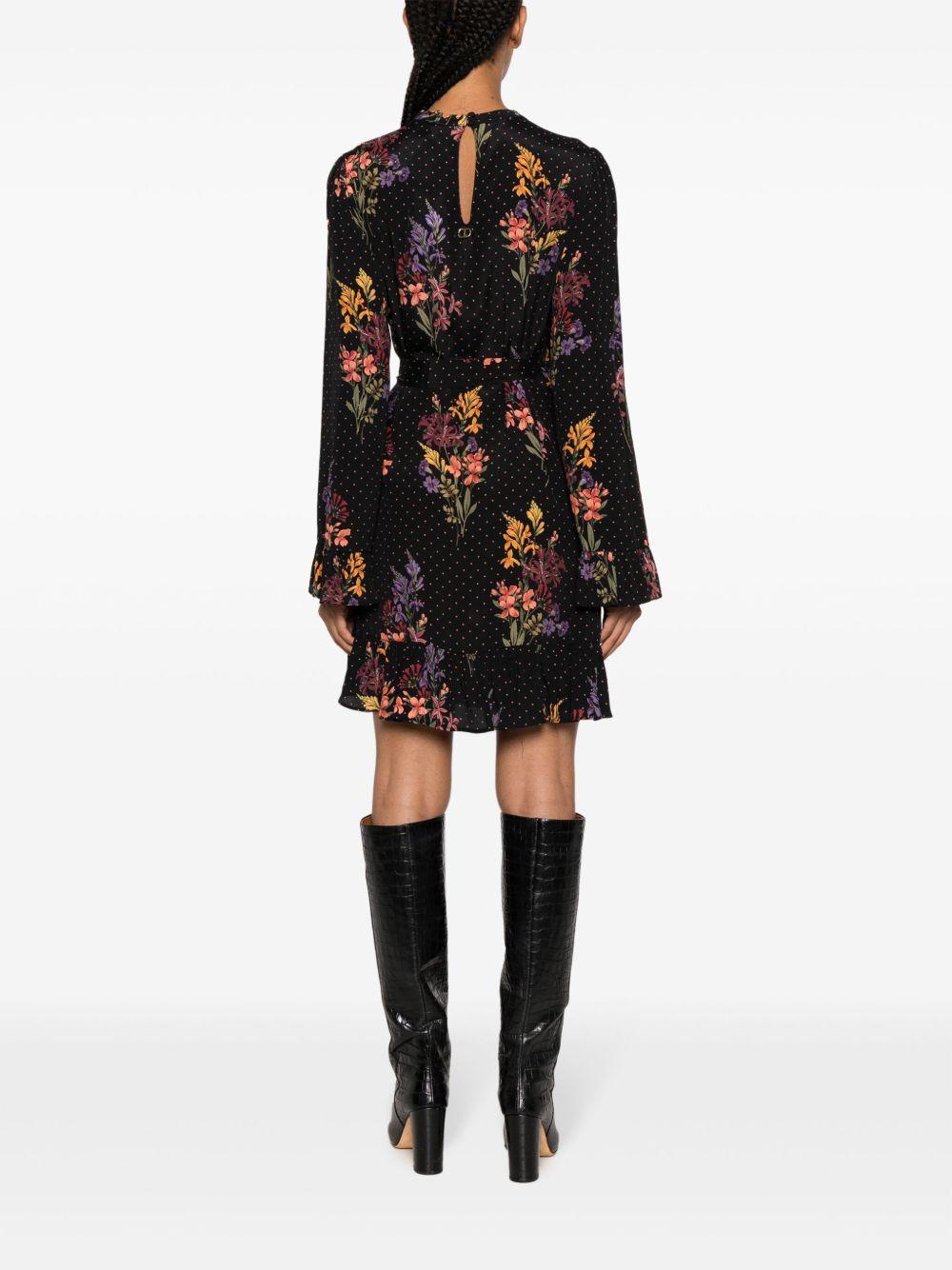 crepe floral polka-dot mini dress Product Image