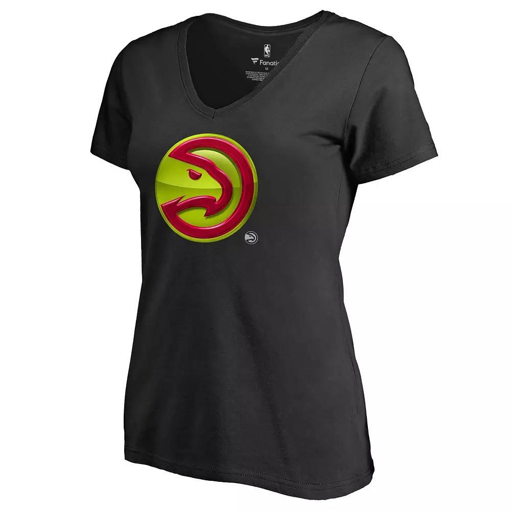 Women's Black Atlanta Hawks Midnight Mascot V-Neck T-Shirt, Size: Small Product Image