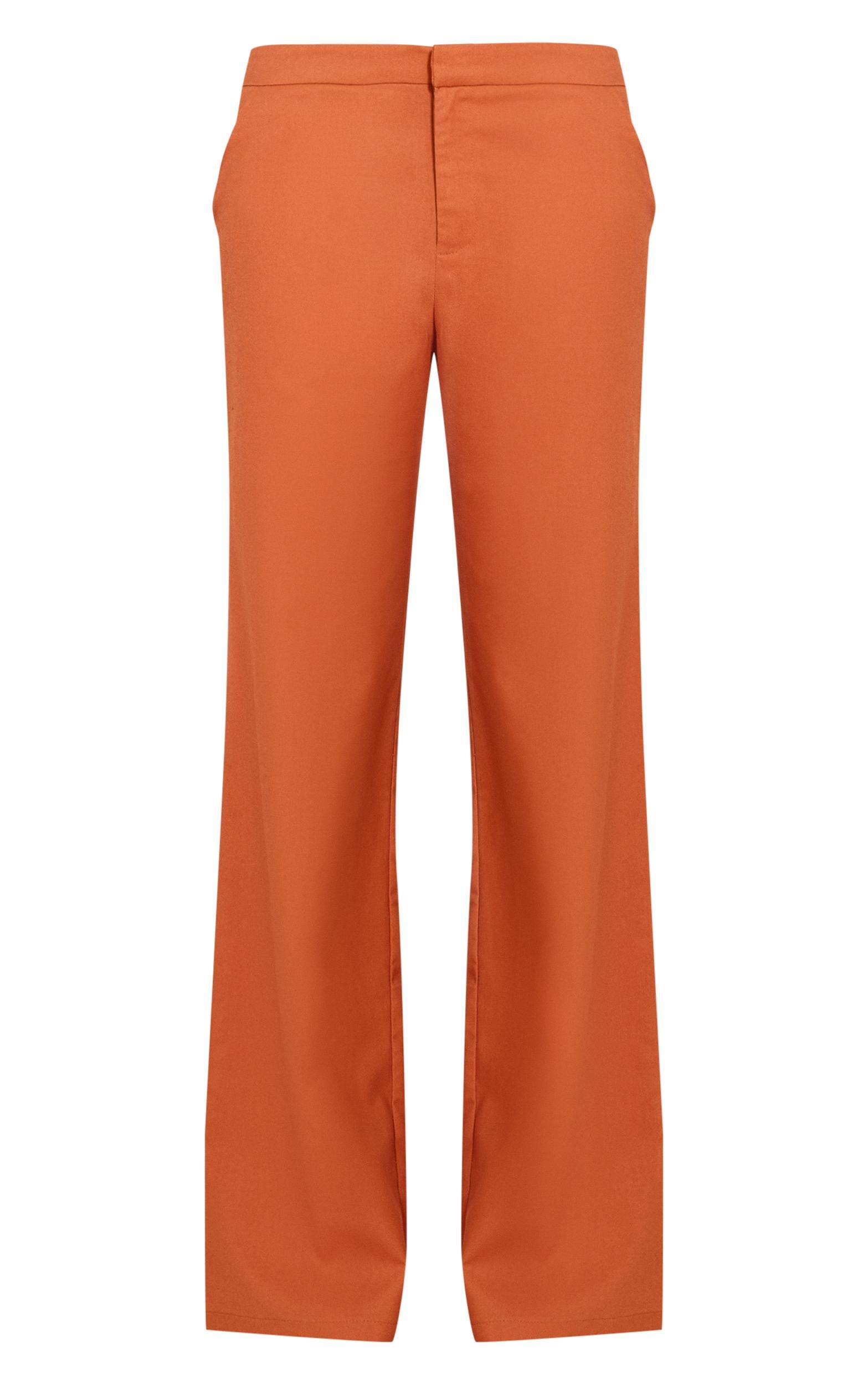 Rust Woven Mid Rise Wide Leg Pants Product Image