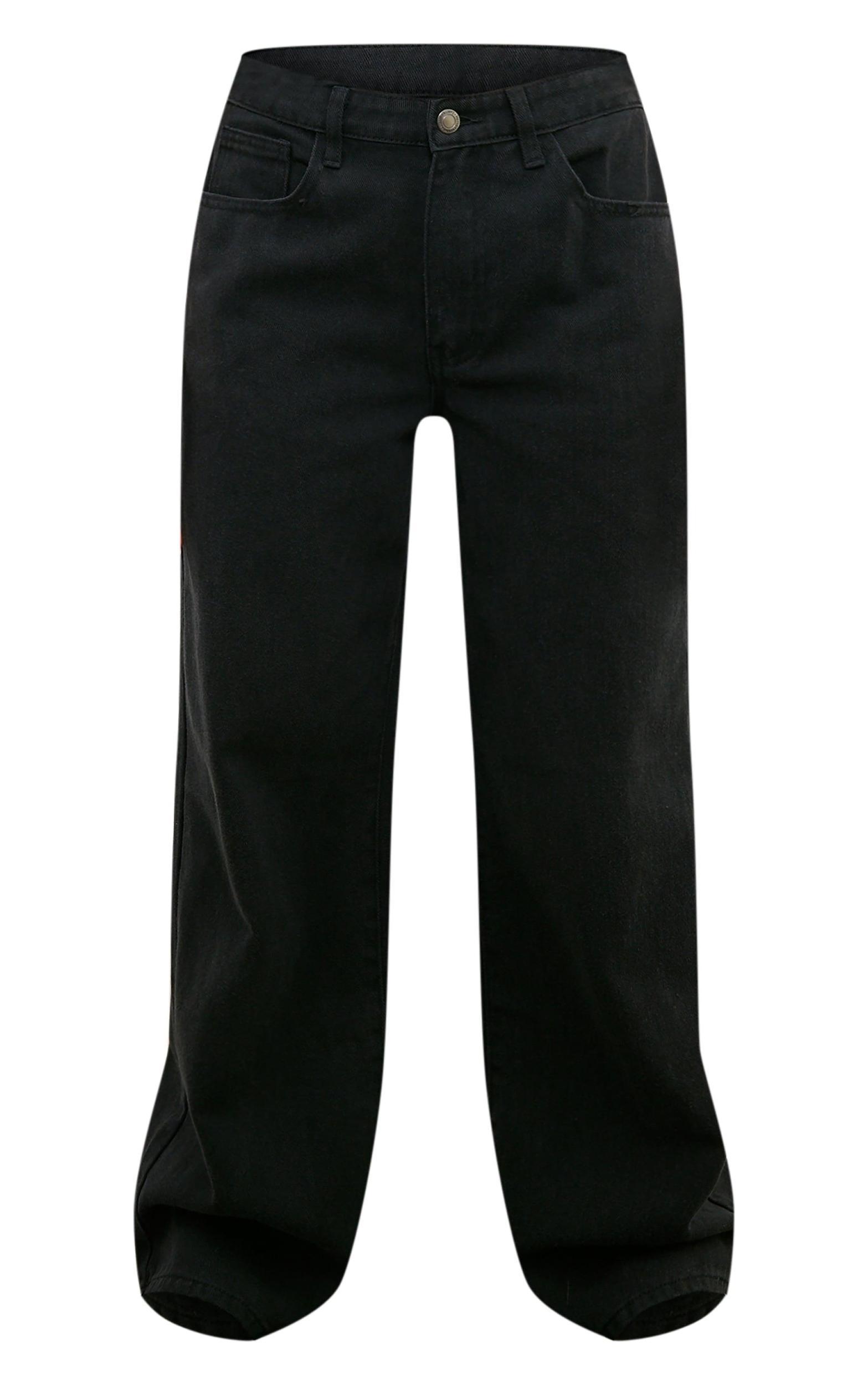 Washed Black Boyfriend Low Rise Jeans Product Image