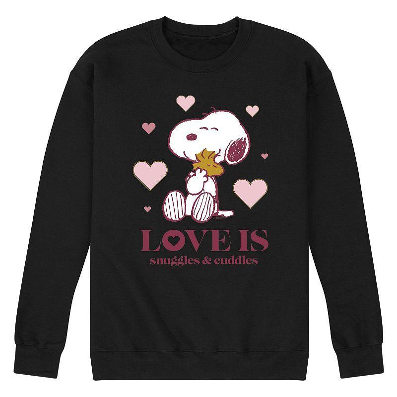 Men's Peanuts Snuggles and Cuddles Sweatshirt, Size: Large, Black Product Image