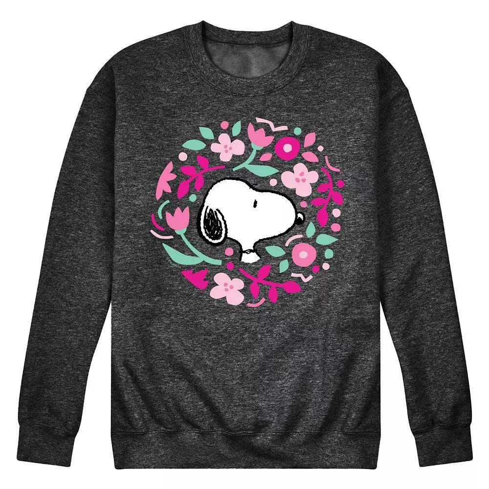 Mens Peanuts Floral Circle Sweatshirt Heather Grey Product Image