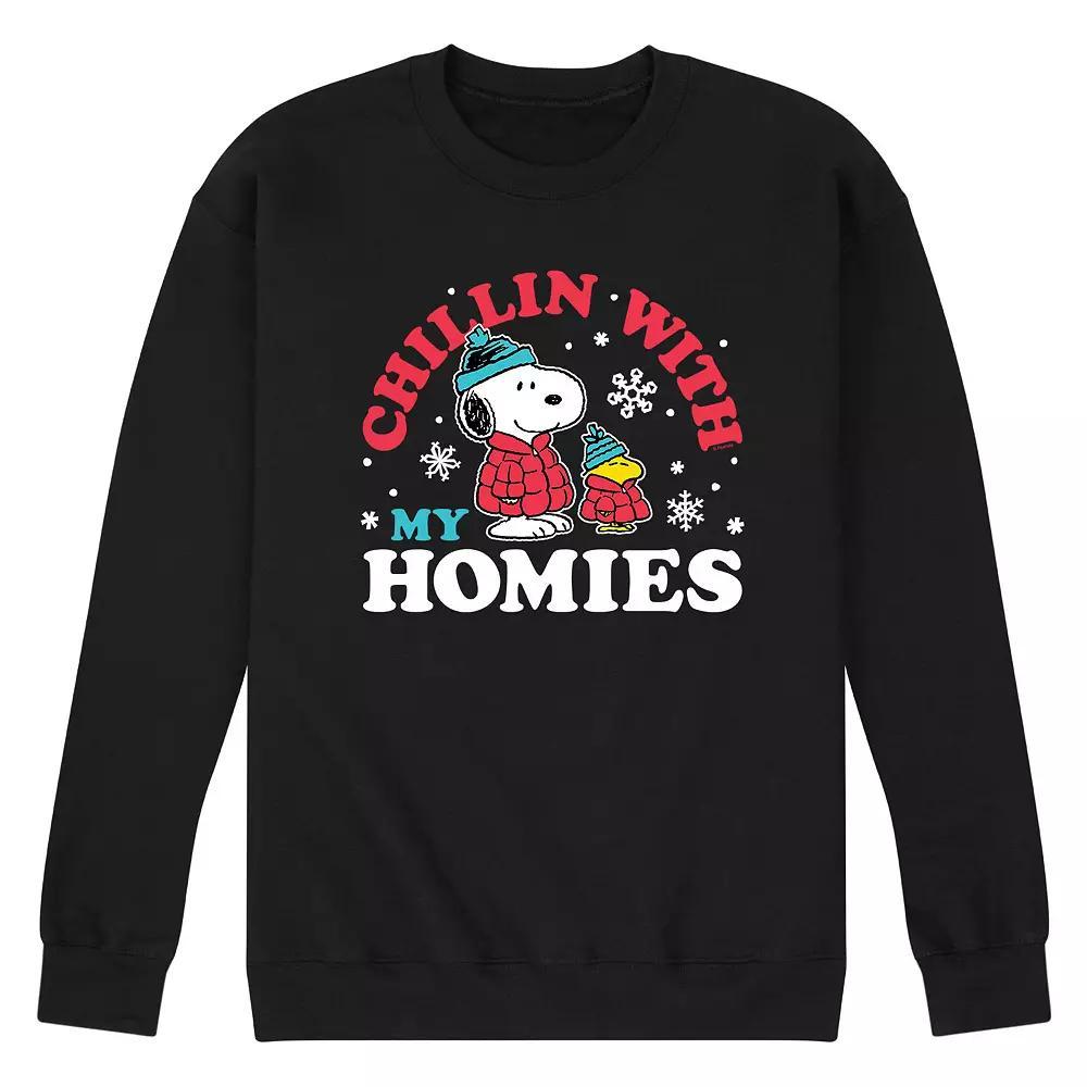 Men's Peanuts Chillin With My Homies Sweatshirt, Size: XL, Black Product Image