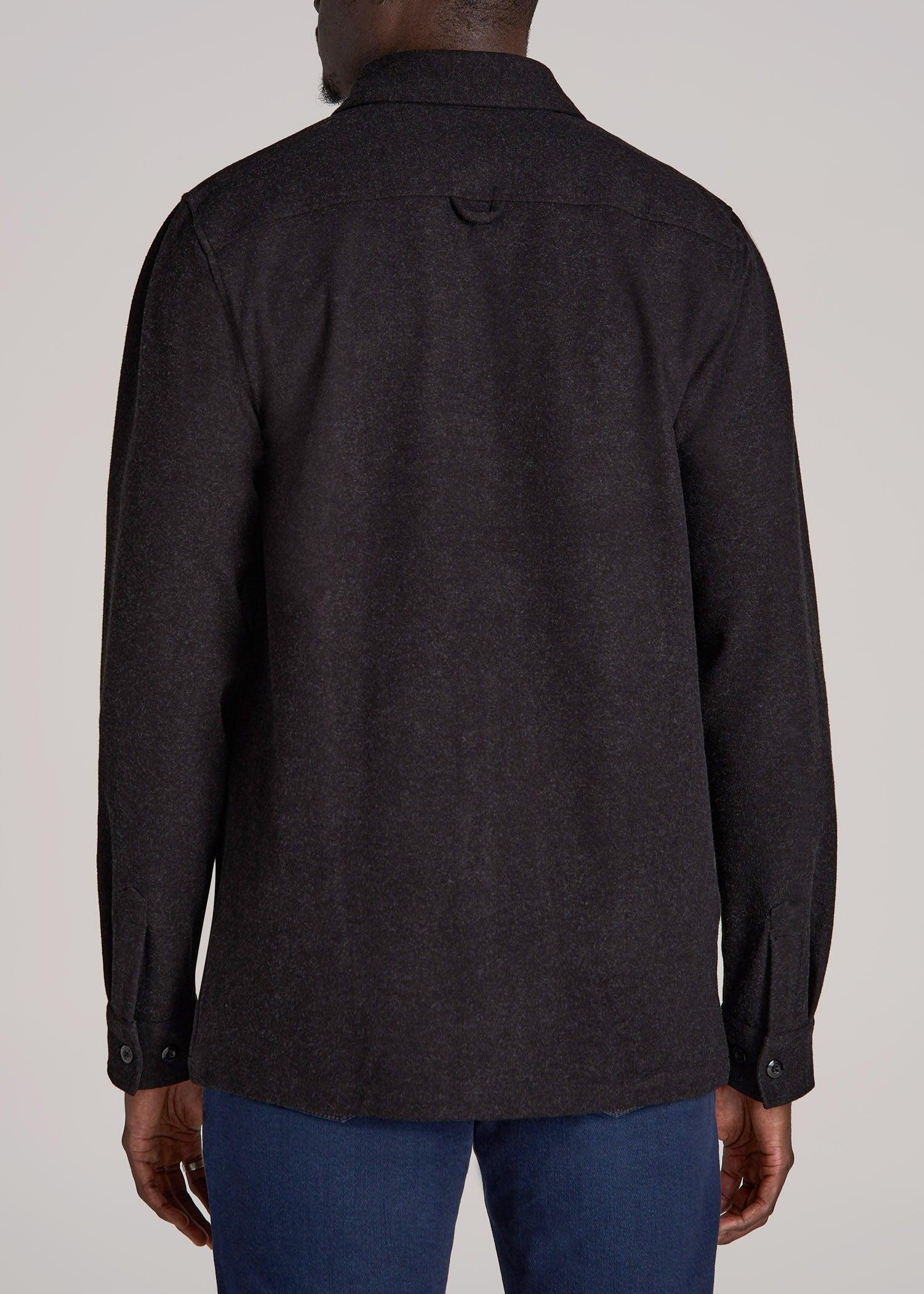 Stretch Knit Overshirt for Tall Men in Black Product Image
