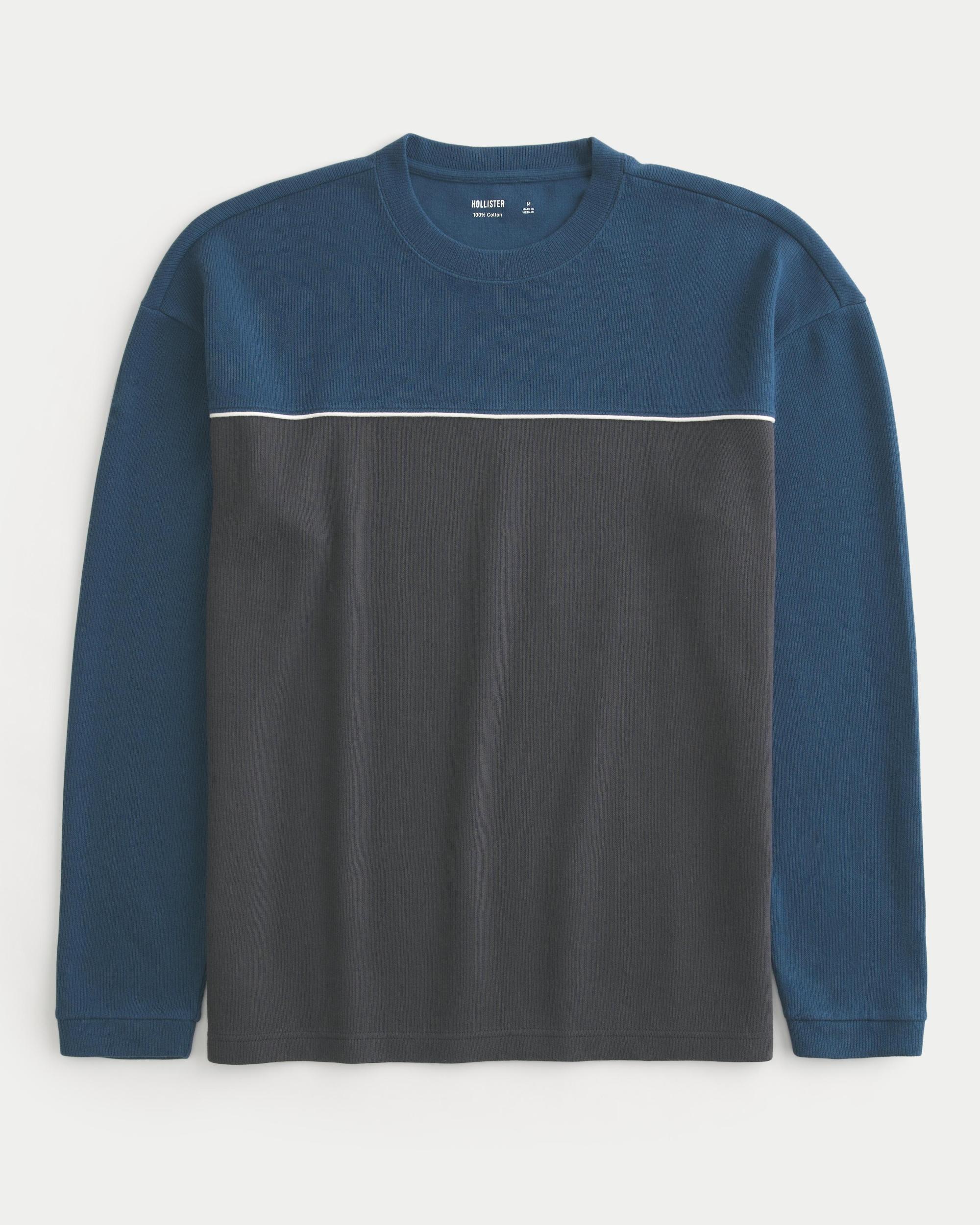 Boxy Long-Sleeve Striped Crew T-Shirt Product Image