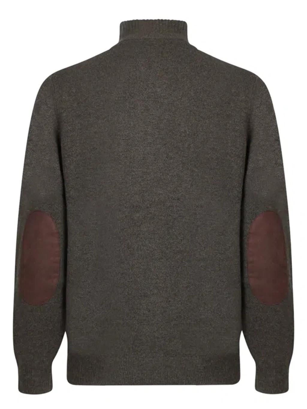 BARBOUR Essential Patc Zip Through Knitwear In Green Product Image