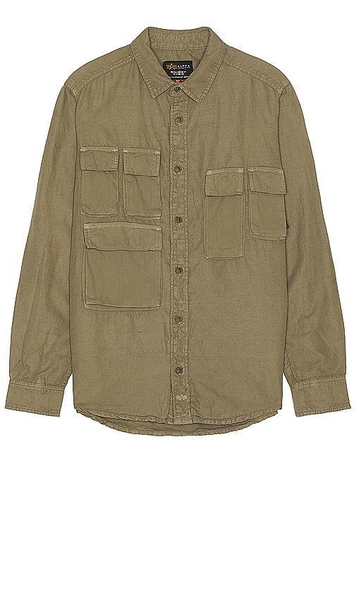 ALPHA INDUSTRIES Long Sleeve Multi Pocket Shirt in Olive Product Image