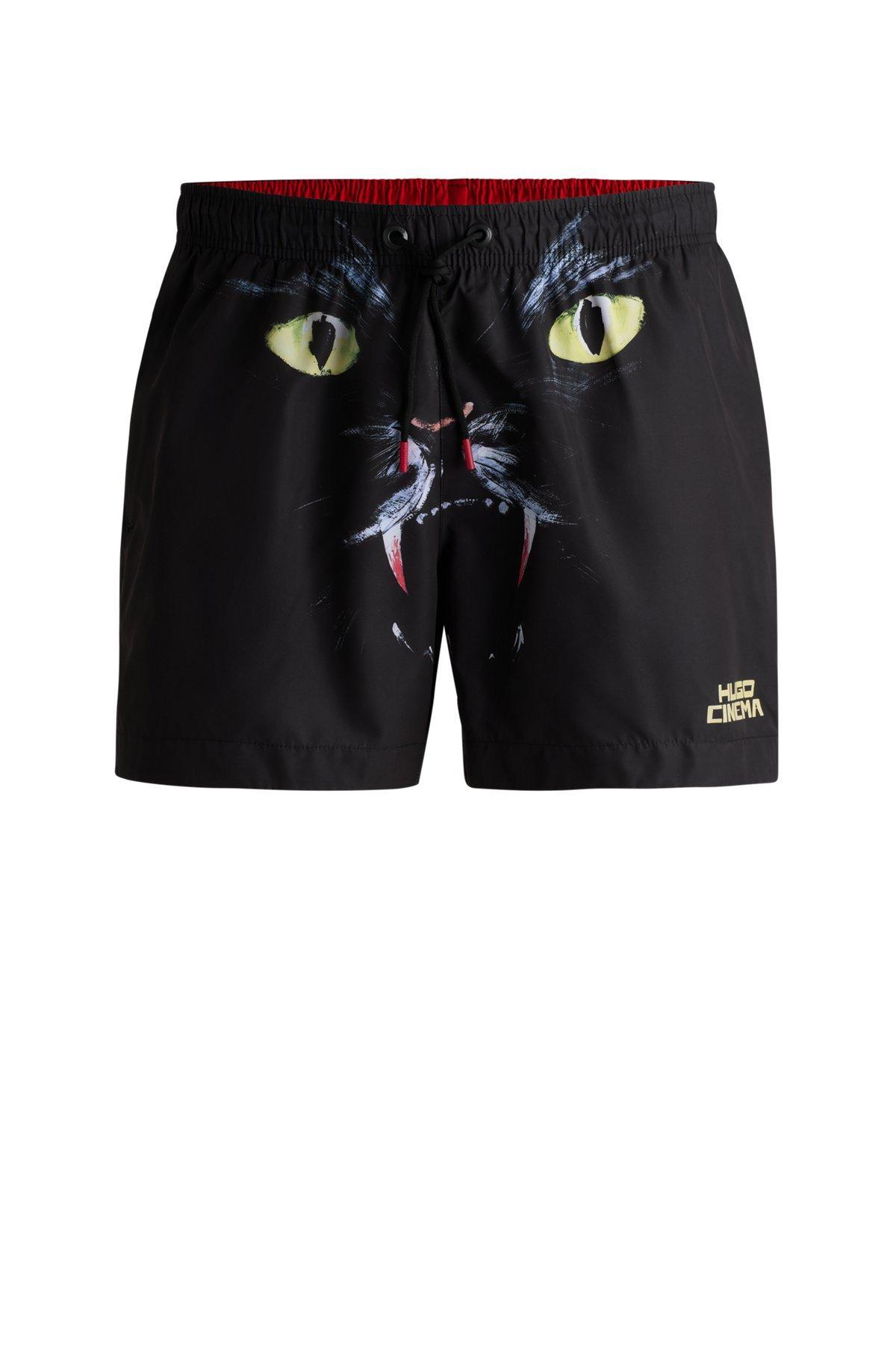 Swim shorts with cat graphic print Product Image