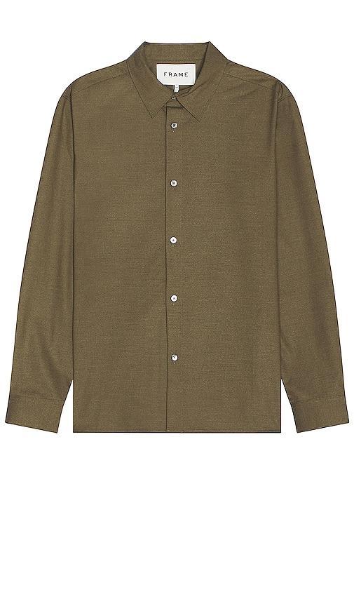 FRAME Brushed Flannel Shirt in Olive Product Image