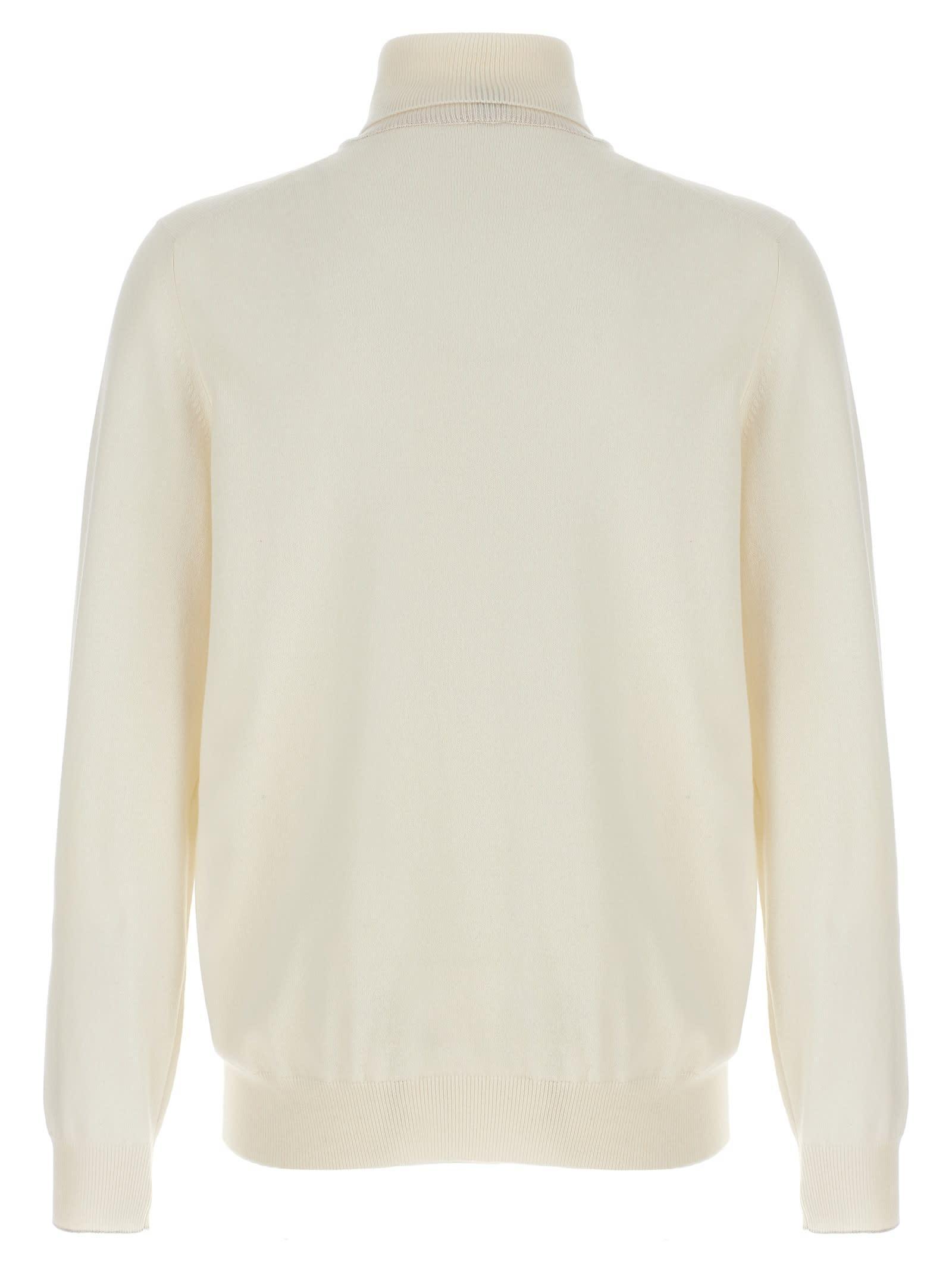 BRUNELLO CUCINELLI Roll Neck Cashmere Jumper In Ecru Product Image
