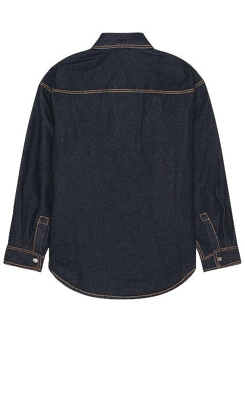Palm Angels Logo Wash Denim Shirt in Denim-Dark Product Image