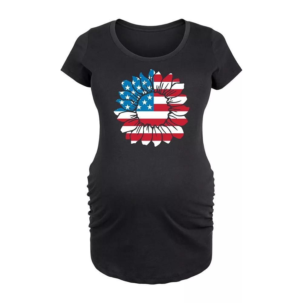 Maternity American Flag Sunflower Graphic Tee, Womens Product Image