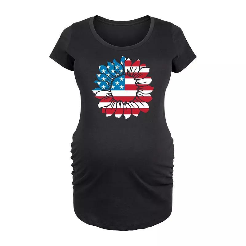 Maternity American Flag Sunflower Graphic Tee, Womens Product Image