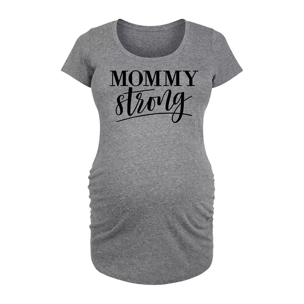 Maternity Mommy Strong Graphic Tee, Womens Grey Dark Red Product Image