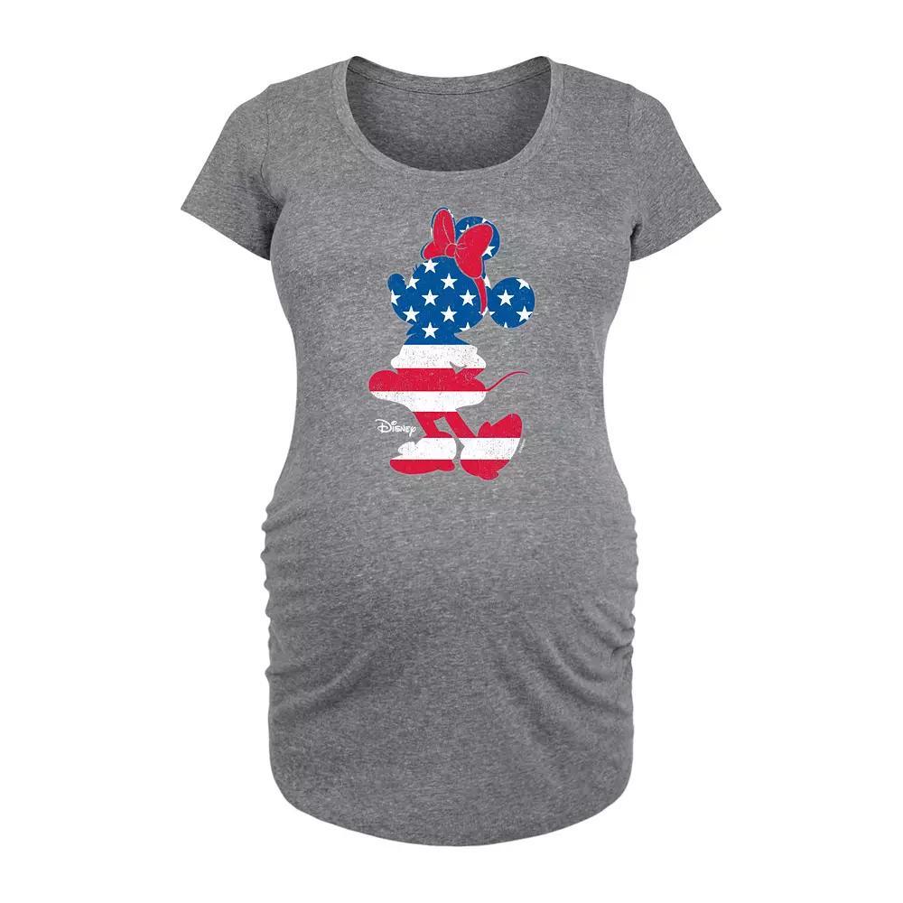 Disneys Minnie Mouse Maternity Americana Graphic Tee, Womens Grey Gray Product Image