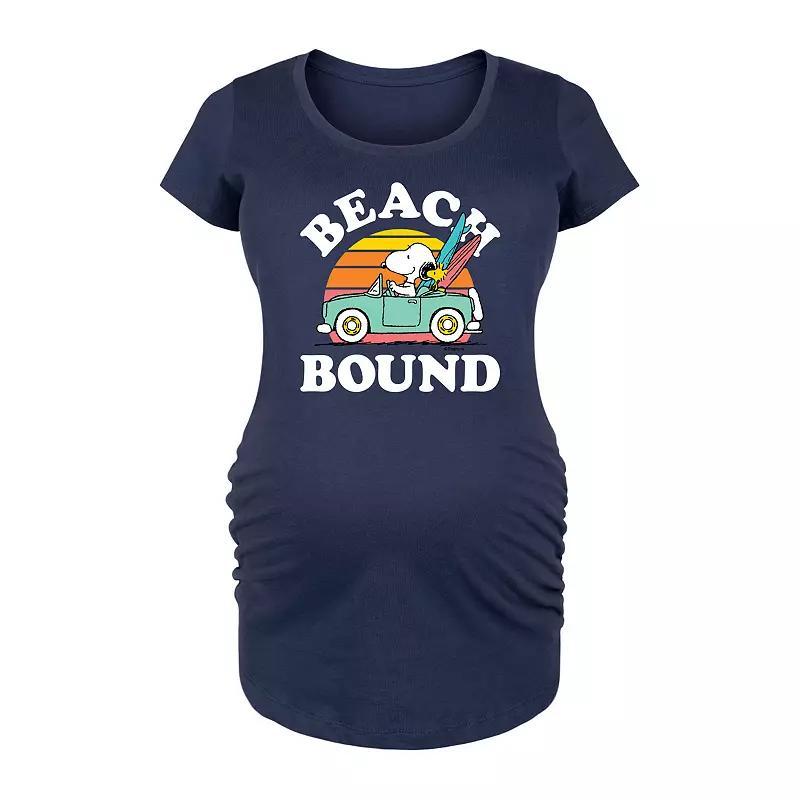 Maternity Peanuts Snoopy & Woodstock Beach Bound Graphic Tee, Women's, Size: XL-Mat, Grey Gray Product Image