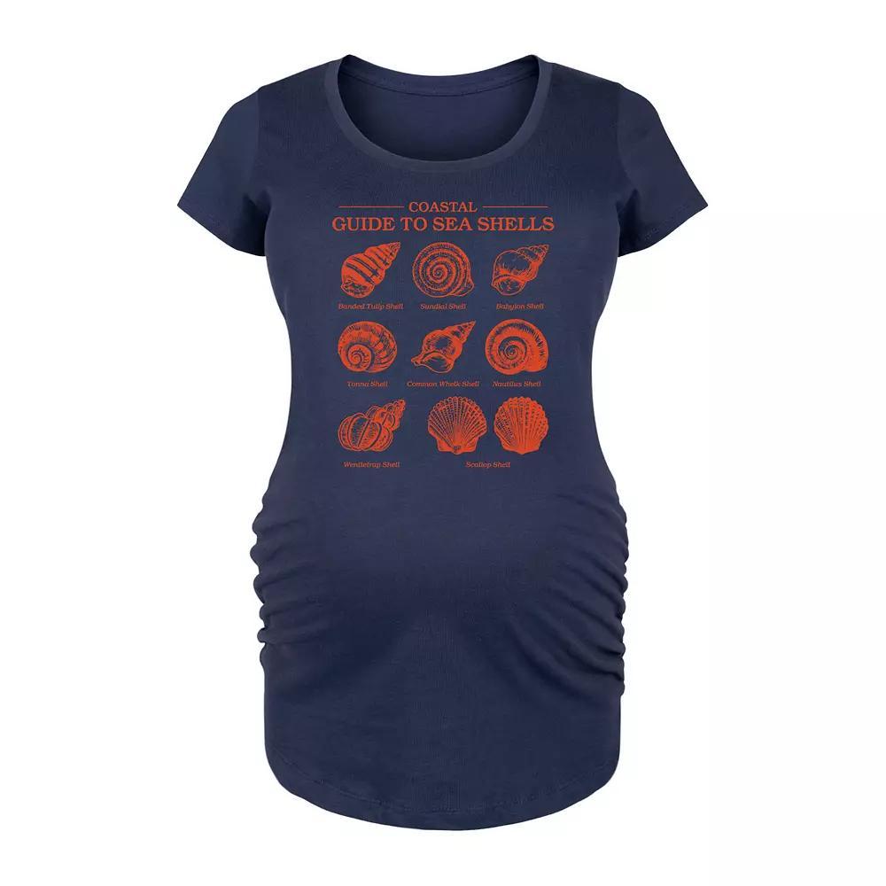 Maternity Coastal Guide to Sea Shells Chart Graphic Tee, Womens Blue Product Image