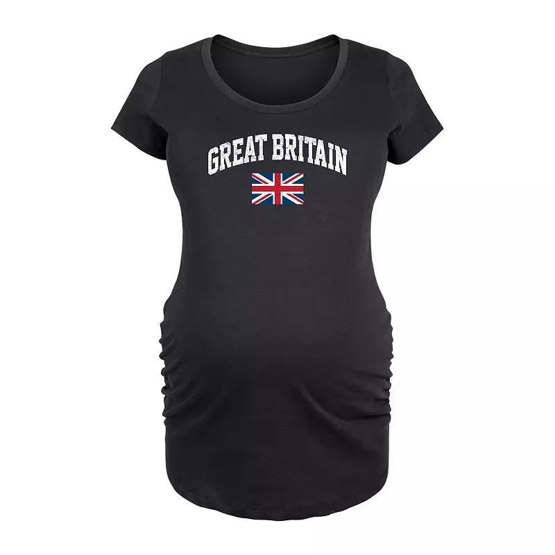 Maternity Great Britain Flag Graphic Tee, Womens Grey Gray Product Image