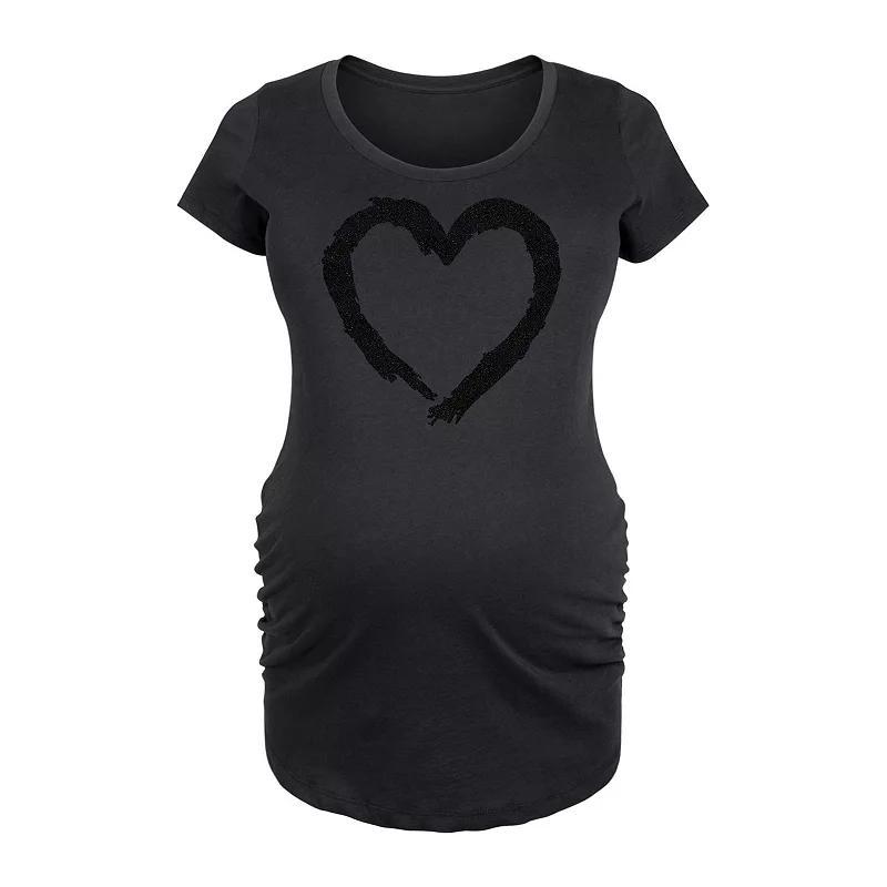 Maternity Paintbrush Stroke Heart Sparkle Graphic Tee, Womens Product Image