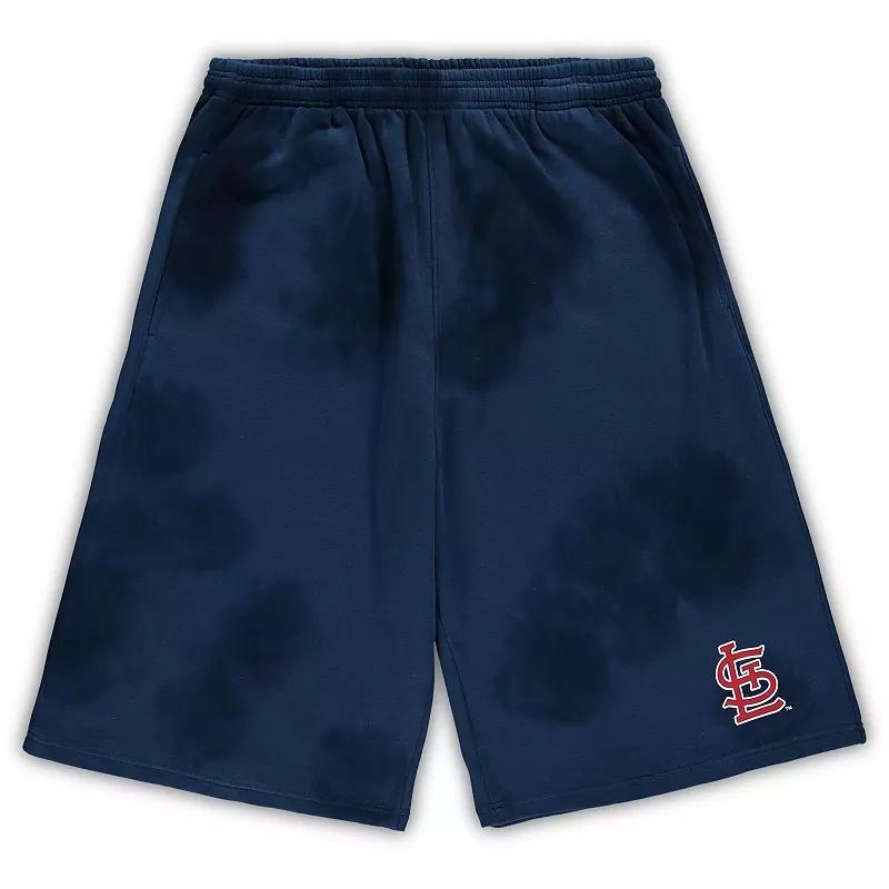Men's Navy St. Louis Cardinals Big & Tall Tye Dye Fleece Shorts, Size: 2XB, Blue Product Image