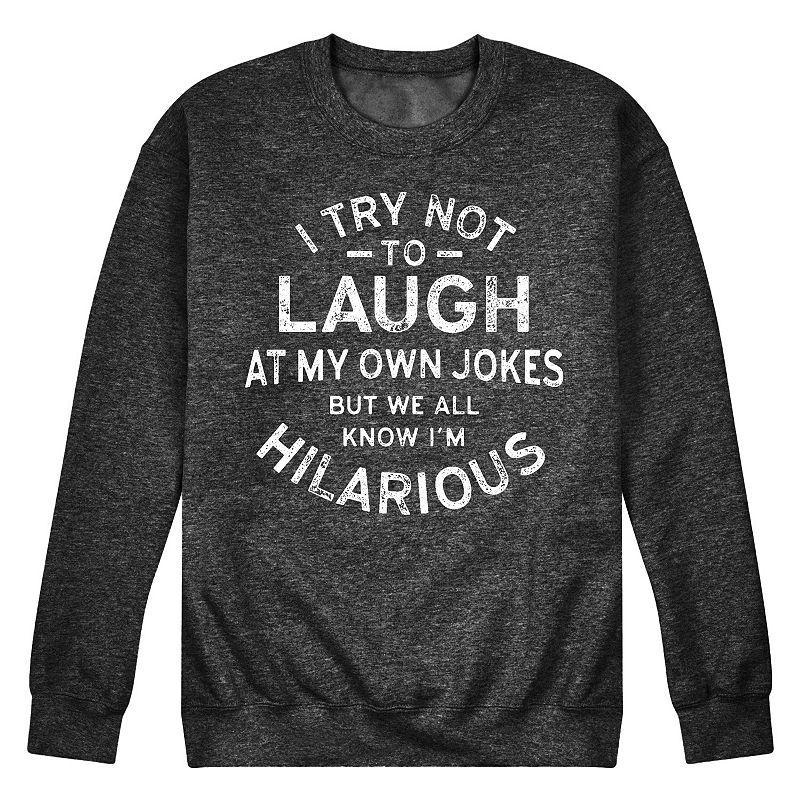 Mens I Try Not to Laugh at My Own Jokes Fleece Sweatshirt Heather Grey Product Image