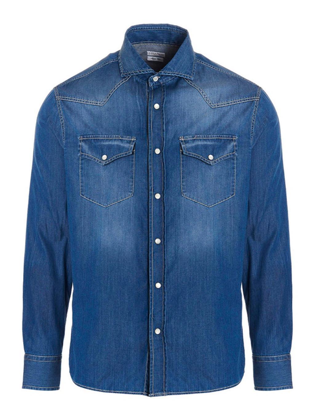 BRUNELLO CUCINELLI Texan Shirt Shirt, Blouse In Blue Product Image