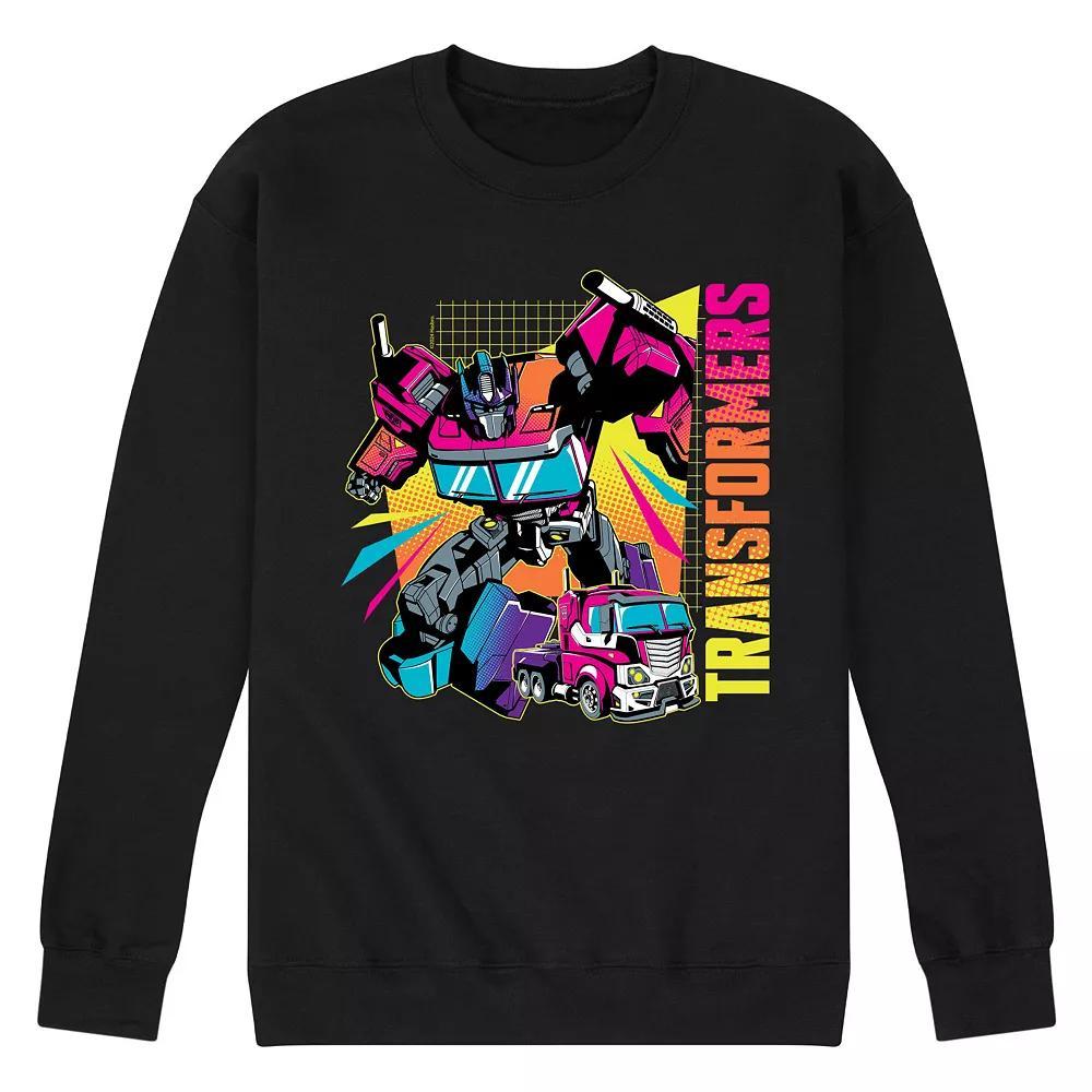 Mens Transformers Neon Halftones Fleece Sweatshirt Blue Product Image