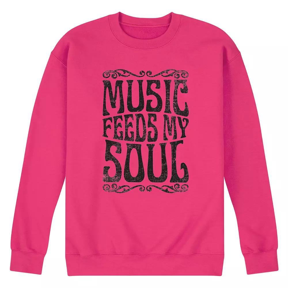 Mens Music Feeds My Soul Fleece Sweatshirt Grey Gray Product Image