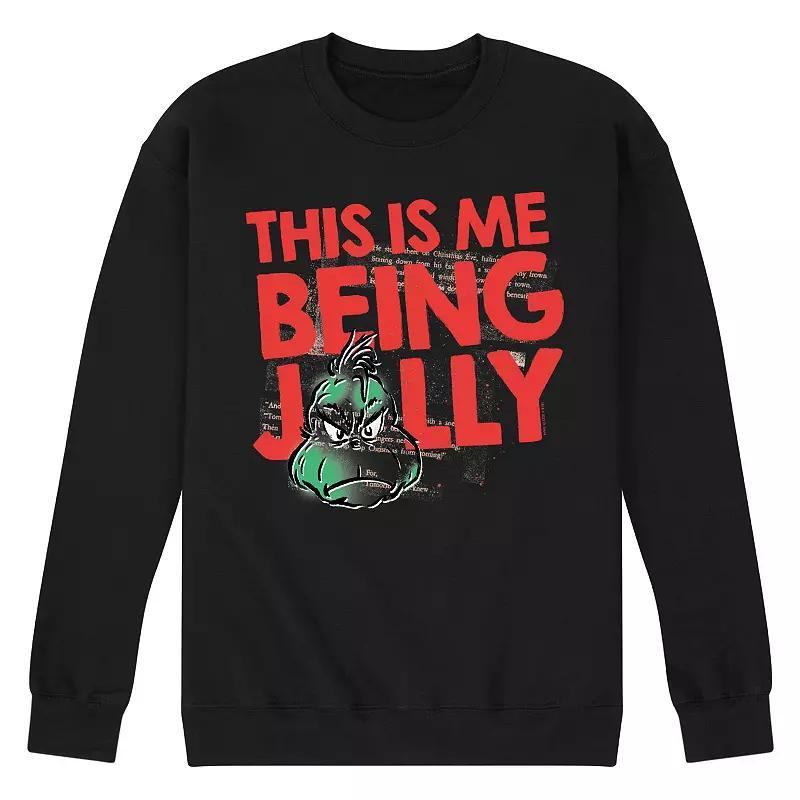 Mens Dr. Seuss The Grinch This Is Me Being Jolly Fleece Sweatshirt Grey Gray Product Image