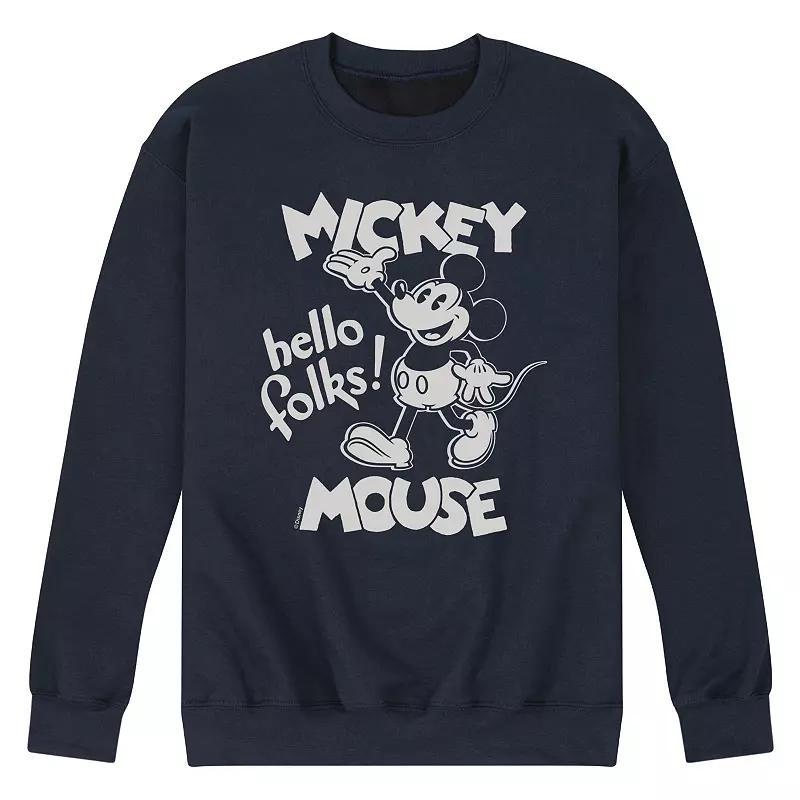 Disney's Mickey Mouse Men's Hello Folks Fleece Sweatshirt, Size: Large, Black Product Image