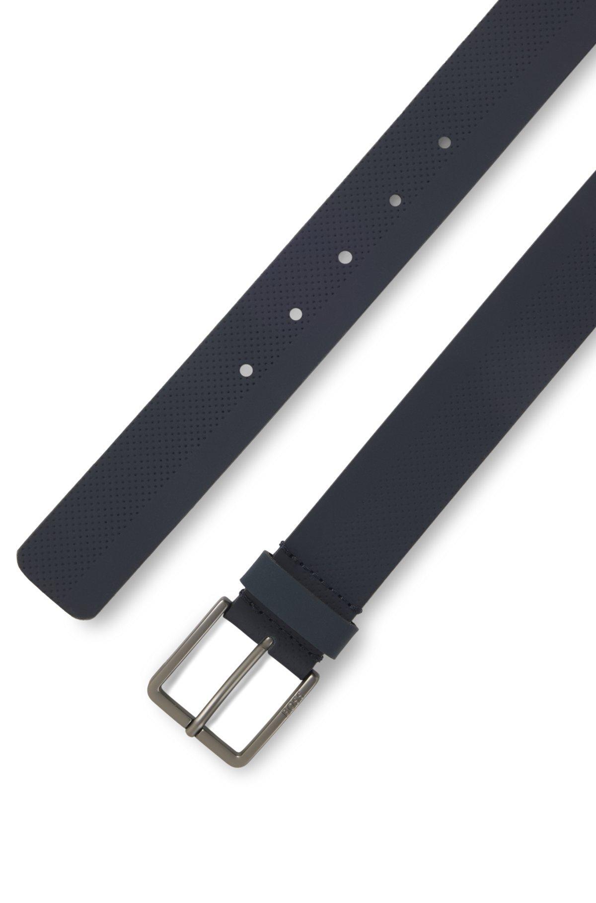 Italian-leather belt with perforated pattern Product Image