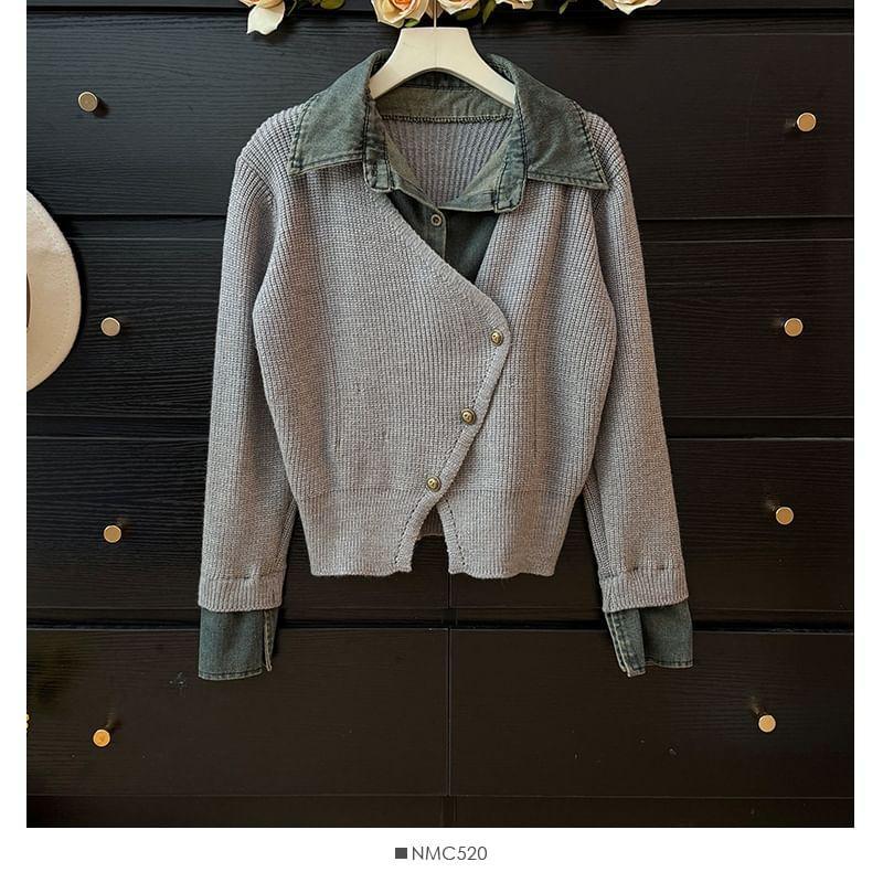 Mock Two-Piece Loose Knit Top Product Image