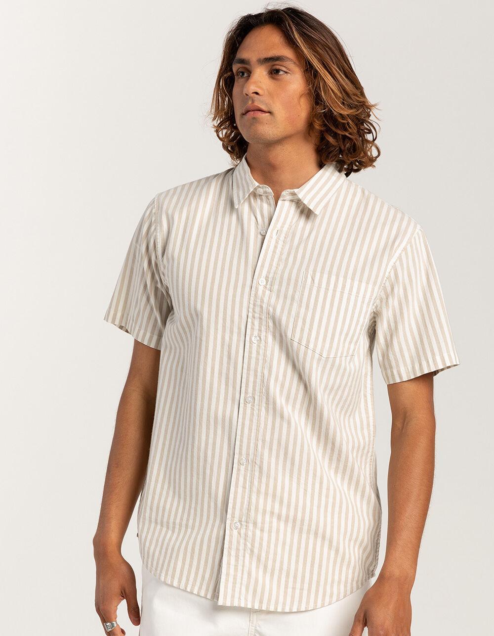 RSQ Mens Stripe Oxford Shirt - TAN Product Image