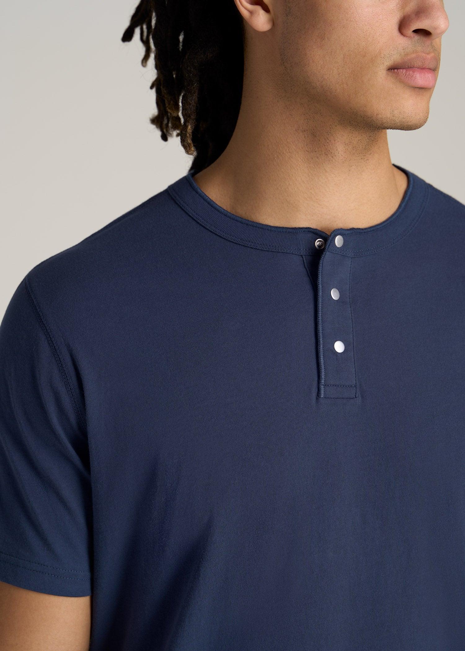 LJ&S REGULAR-FIT Jersey Henley Tee for Tall Men in Vintage Midnight Navy Product Image