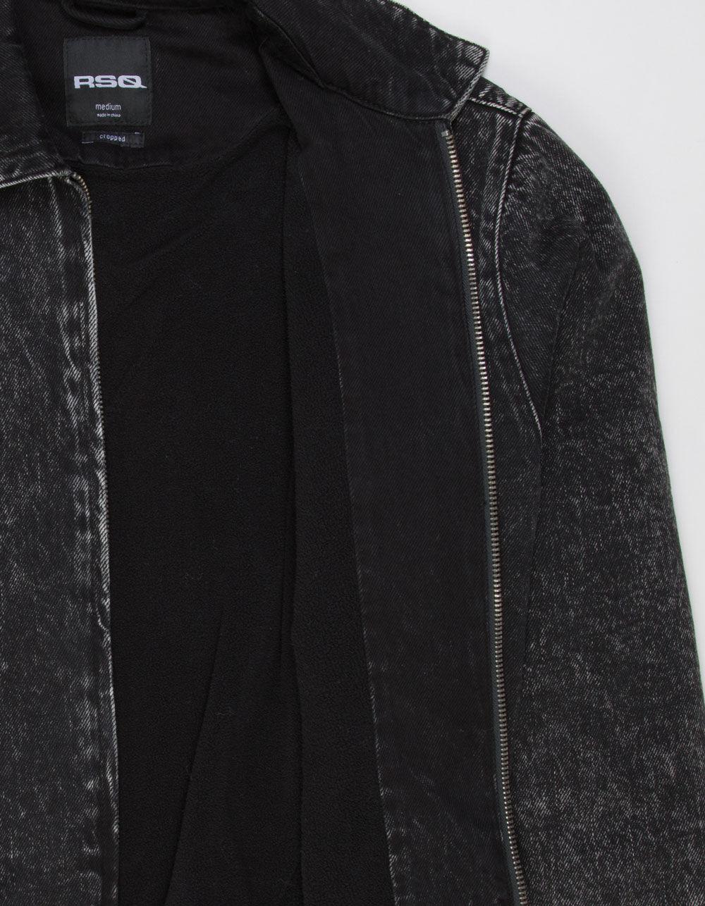 RSQ Mens Washed Cropped Denim Jacket - BLACK Product Image