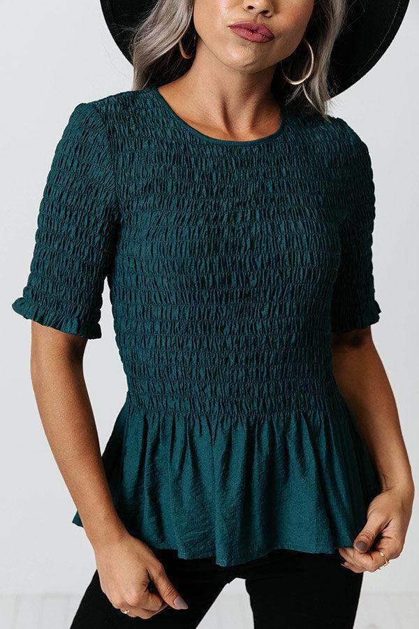 Fine And Divine Smocked Top In Hunter Green Product Image