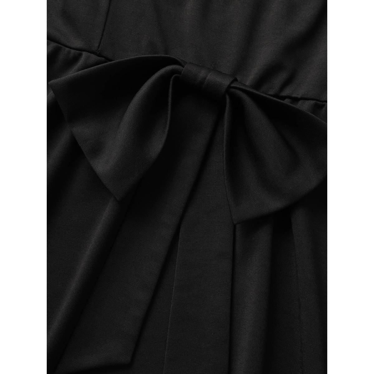 Plus Size Solid V Neck Back Bowknot Cami Top Women Black Elegant Bowknot V-neck Everyday Tank Tops Camis BloomChic 22-24/3X Product Image