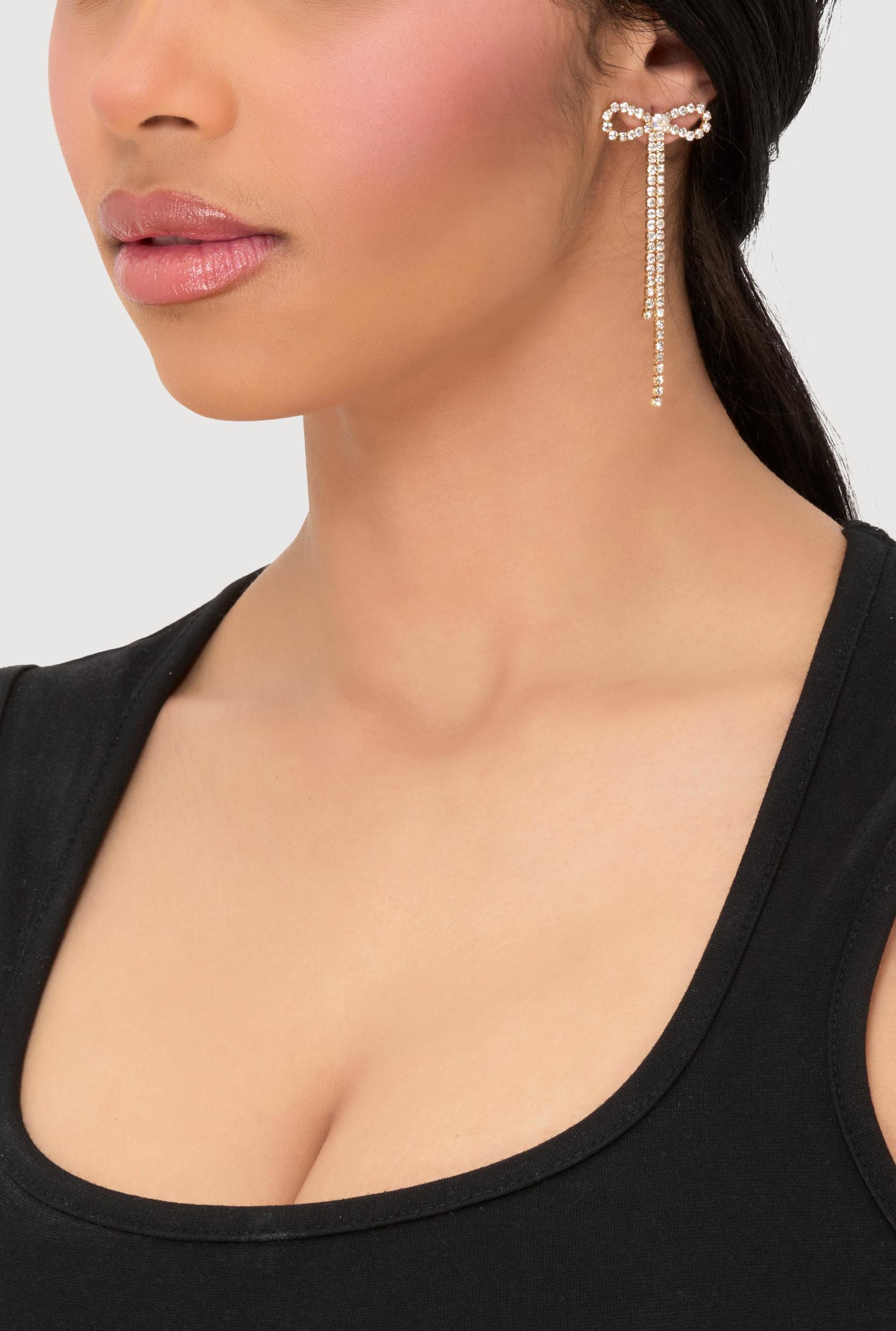 Abstract Rhinestone Studded Hoop Earrings Female Product Image