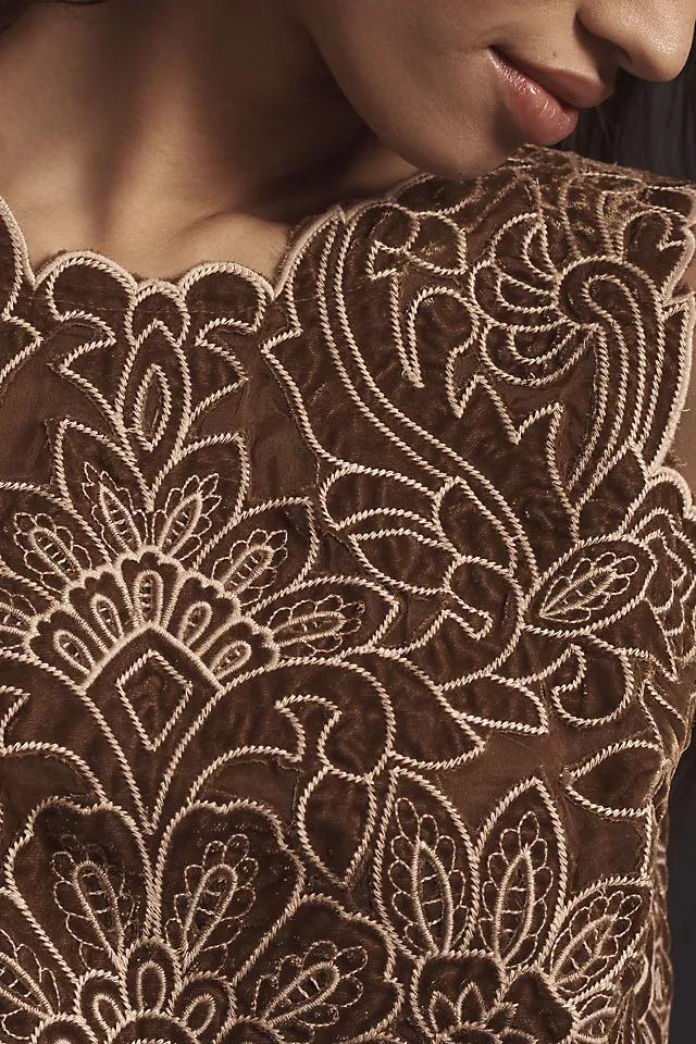 The Lainie High-Neck Lace Cutwork Blouse: Sleeveless Velvet Edition Product Image