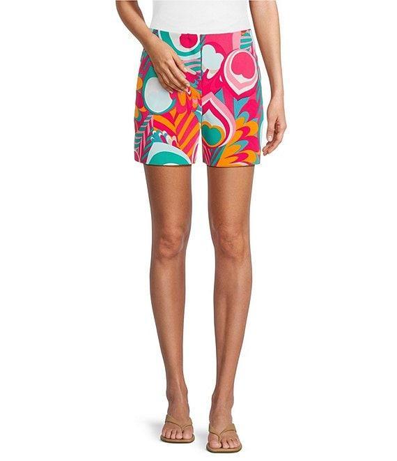 Trina Turk Pommes Abstract Double Georgette Printed High Rise Shorts Product Image