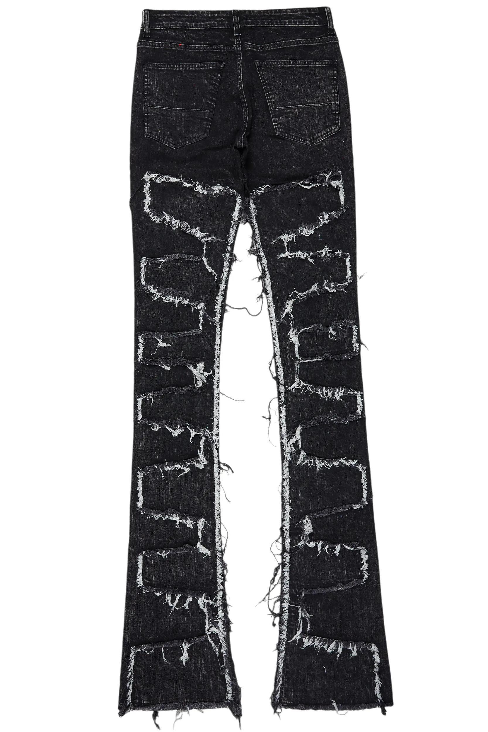 Hallia Dark Grey Stacked Flare Jean Male Product Image