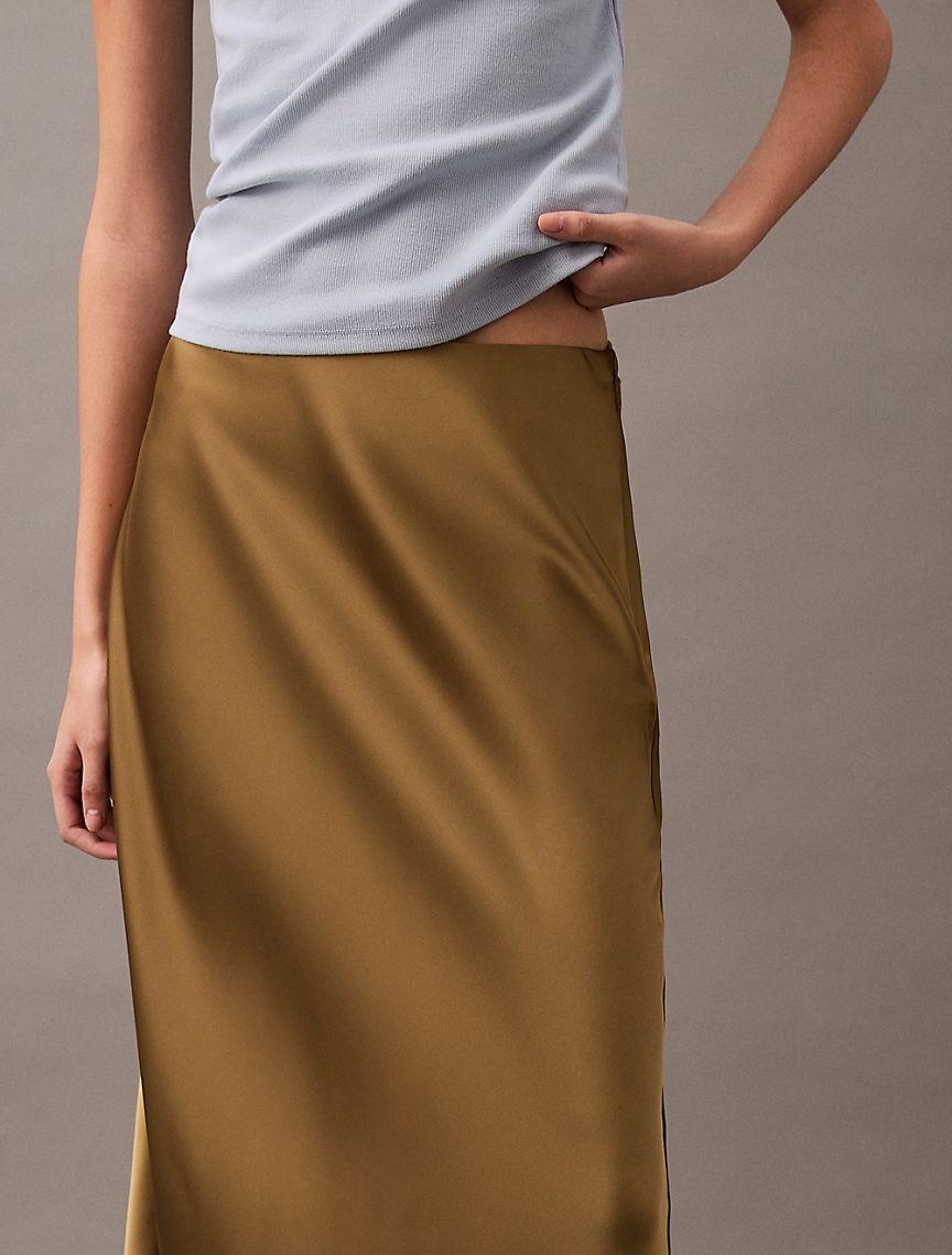 Stretch Satin Midi Skirt Product Image