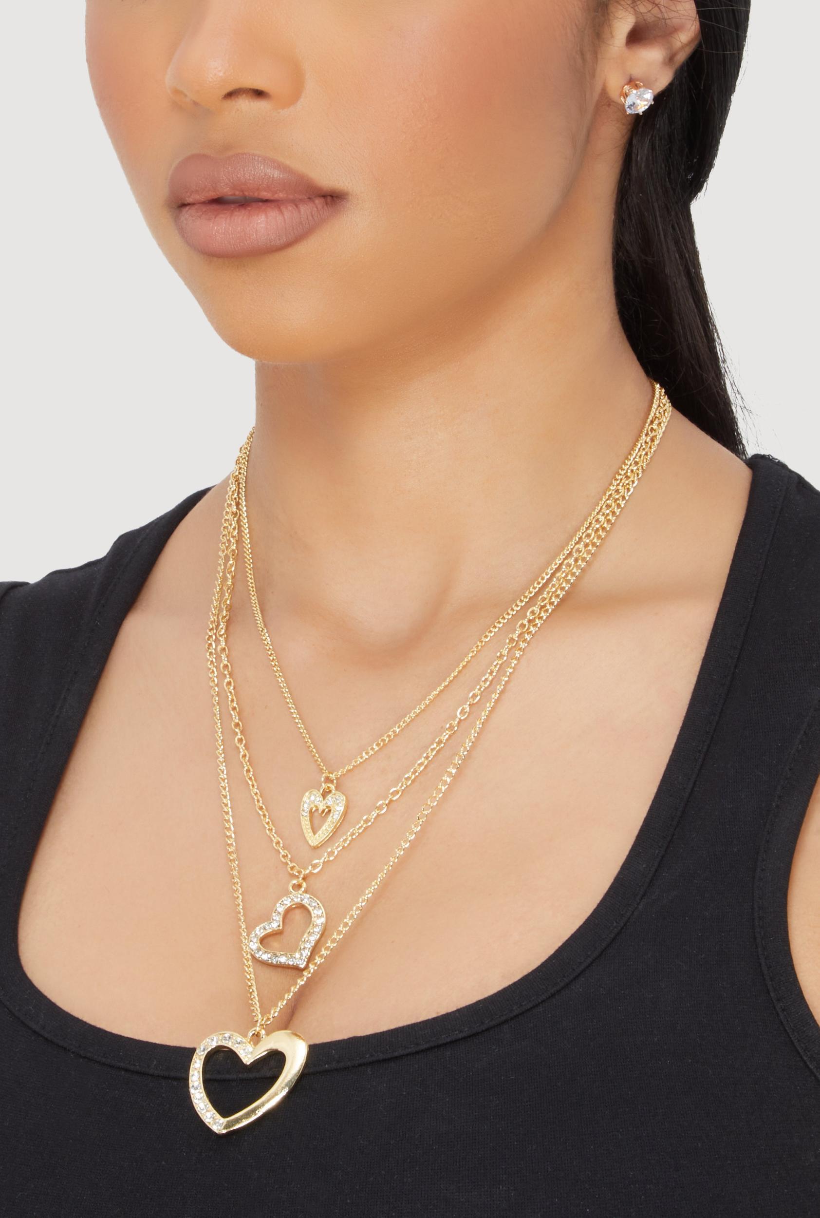 Tiered Heart Drop Earrings Unisex Product Image