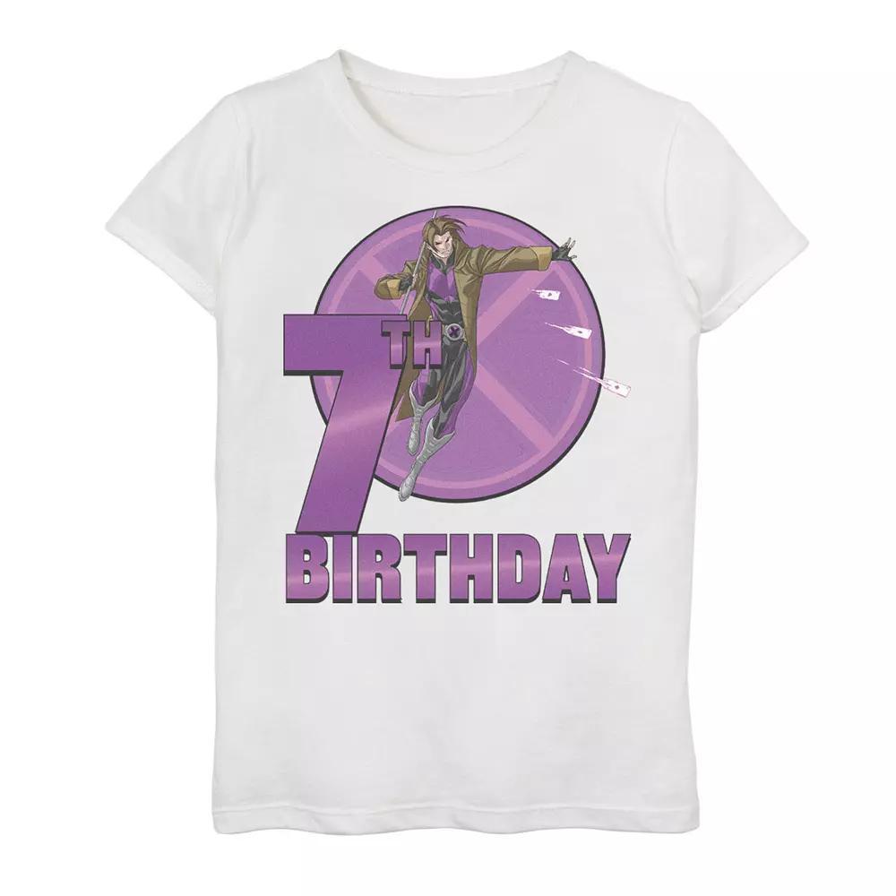 Girls 7-16 Marvel X-Men Gambit 7th Birthday Badge Graphic Tee, Girl's, Size: Medium, White Product Image