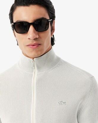 Zipped Cotton Rib Sweater Product Image