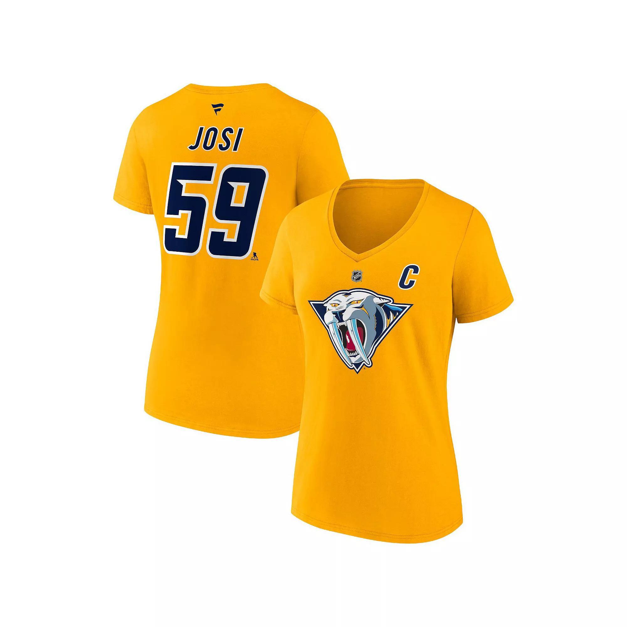 Women's Fanatics Branded Roman Josi Yellow Nashville Predators Special Edition 2.0 Name & Number V-Neck T-Shirt, Size: XL, Pdt Yellow Product Image