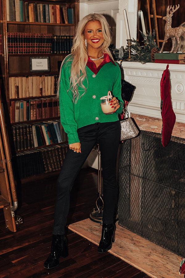 Merriest Ever Cardigan In Green Product Image